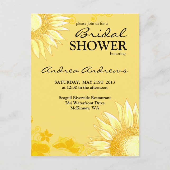 Sunflower Jaune Classy & Fun Invitation Fête des m (Devant)