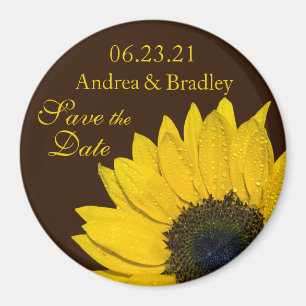 Sunflower Mariage Brown Enregistrer la date Magnet