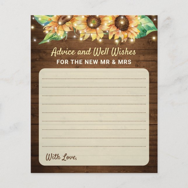 Sunflower Mariage Nouveau M. Mme Newlyweds Carte d (Devant)