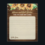 Sunflower Mariage Nouveau M. Mme Newlyweds Carte d<br><div class="desc">"Conseil & Bien Envies pour les nouvelles cartes de mariage Mr & Mrs" dans un style rustique élégant avec des lampes à cordes et des tournesols. Tout le texte est entièrement personnalisable. Mes invitations,  jeux,  décorations,  et bien plus se trouvent dans ma collection de tournesols heureux.</div>