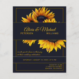 Sunflower marine or faire-part de mariage moderne
