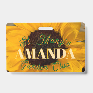 Sunflower Personalized Garden Club Badge