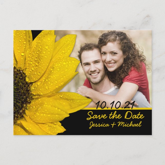 Sunflower Photo Wedding Enregistrer la date Carte  (Devant)
