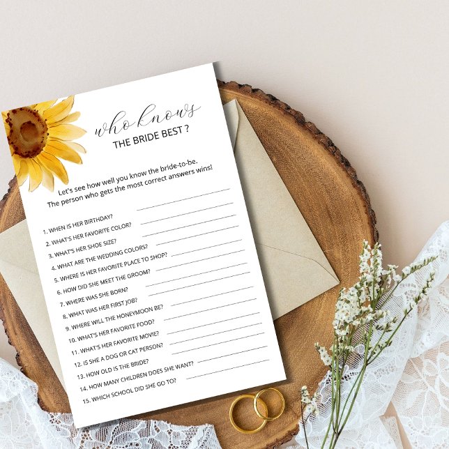 Sunflower Qui connaît la mariée meilleur jeu (Créateur téléchargé)