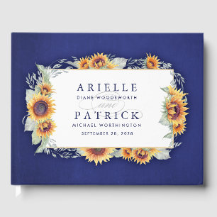 Sunflower Royal Blue Rustic Mariage Livre d'or