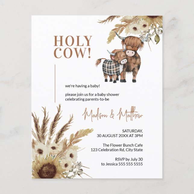 Sunflower Rustic Baby shower agricole Invitation b (Devant)