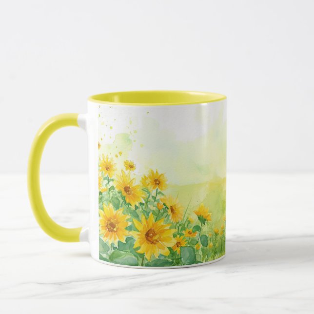 Sunflower Serenade Aquarelle café Mug (Gauche)