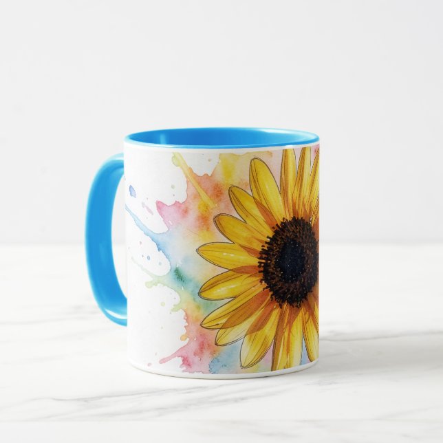 Sunflower Splash Flower Floral Art Mug (Devant gauche)