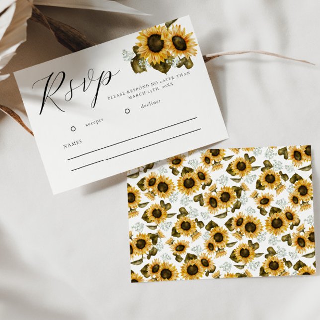 Sunflower Summer Floral Wedding Carte RSVP (Créateur téléchargé)