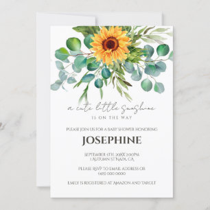 Sunflower Sunshine Baby shower automne Invitation