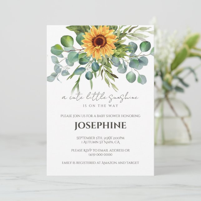 Sunflower Sunshine Baby shower automne Invitation (Debout devant)