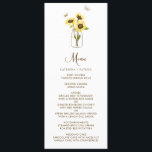 Sunflower sur Mason Jar Floral Carte Menu<br><div class="desc">Carte de menu personnalisable et capricieuse avec tournesols jaunes sur jarres de mason avec accent papillons. Il conviendra parfaitement aux mariages d'été,  aux baby showers,  aux douches nuptiales et autres événements similaires.</div>