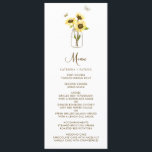 Sunflower sur Mason Jar Floral Carte Menu<br><div class="desc">Carte de menu personnalisable et capricieuse avec tournesols jaunes sur jarres de mason avec accent papillons. Il conviendra parfaitement aux mariages d'été,  aux baby showers,  aux douches nuptiales et autres événements similaires.</div>