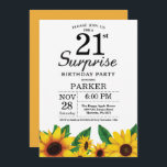 Sunflower Surprise 21e anniversaire Invitation<br><div class="desc">Sunflower Surprise Invitation 21e anniversaire. Fleurs florales et Arrière - plan blanc. Country Vintage Retro. Femmes Anniversaire. 12ème 13ème 15ème 16ème 18ème 20ème 21ème 30ème 40ème 50ème 60ème 70ème 80ème 90ème 100ème, tout âge. Numérique imprimable. Pour plus de personnalisation, cliquez sur le bouton "Customiser" et utilisez notre outil de conception...</div>
