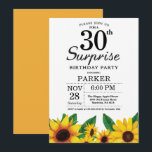Sunflower Surprise 30e anniversaire Invitation<br><div class="desc">Sunflower Surprise 30th Birthday Invitation. Fleurs florales et Arrière - plan blanc. Country Vintage Retro. Femmes Anniversaire. 12ème 13ème 15ème 16ème 18ème 20ème 21ème 30ème 40ème 50ème 60ème 70ème 80ème 90ème 100ème, tout âge. Numérique imprimable. Pour plus de personnalisation, cliquez sur le bouton "Customiser" et utilisez notre outil de conception...</div>