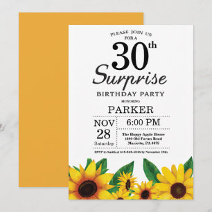Sunflower Surprise 30e anniversaire Invitation