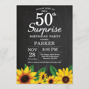 Sunflower Surprise 50e anniversaire Invitation