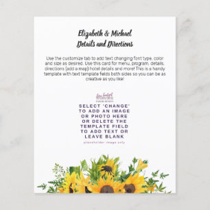 Sunflower Thème Mariage Détails Menu Programme Aut