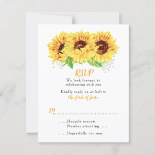 Sunflower Wedding Carte RSVP Aquarelle Floral