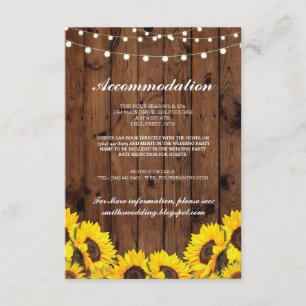 Sunflower Wood Rustic Logement Cartes de mariage