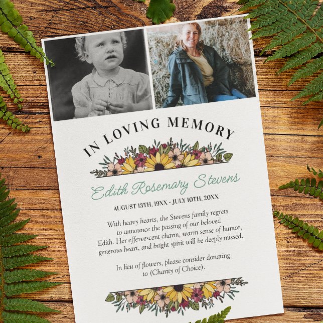 Sunflowers 2 Photos En Faire-part Mémoire Amoureus (Créateur téléchargé)