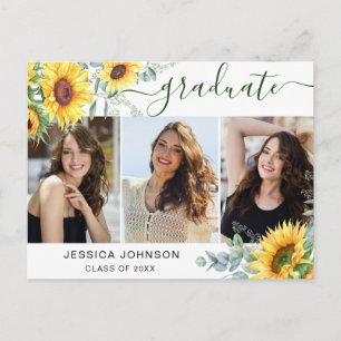 Sunflowers 3 PHOTO Graduation Party Invitation