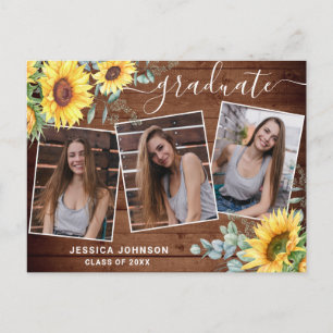 Sunflowers 3 PHOTO Graduation Party Invitation