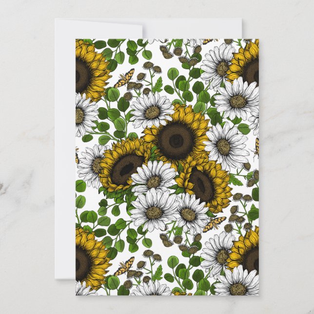 Sunflowers and daisies, summer garden 3 (Devant)