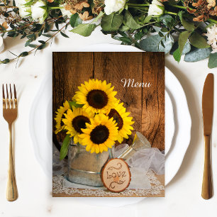 Sunflowers and Garden Waters Can Menu Mariage