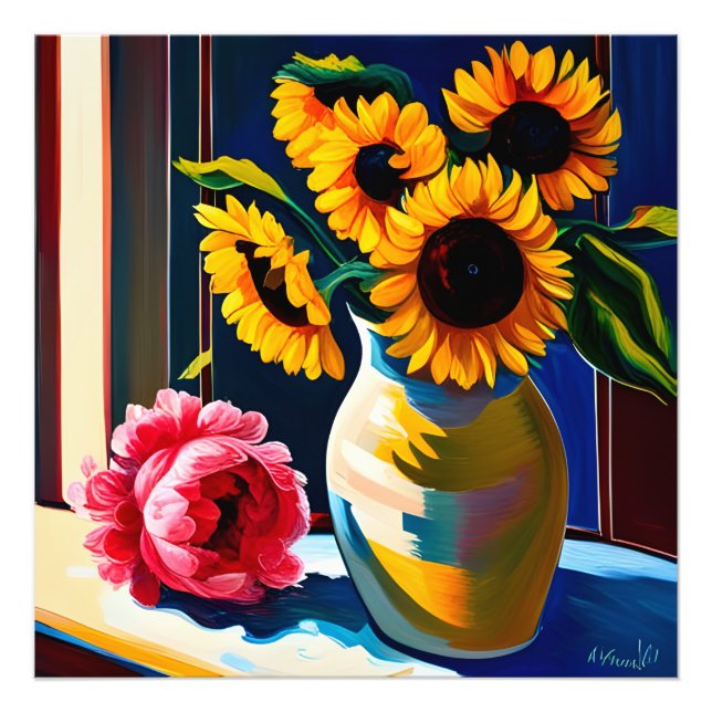Sunflowers and peony poster (Devant)