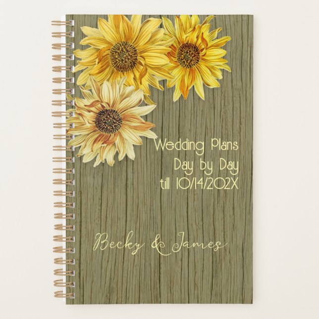 Sunflowers and Wood Wedding Planner (Devant)