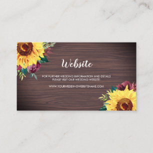 Sunflowers Bourgogne Rose Wood Mariage Carte de si