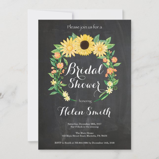 Sunflowers Bridal Showboard Invitation (Devant)