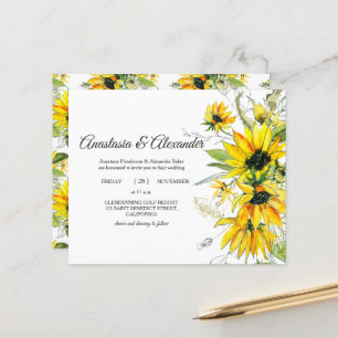 Sunflowers Budget Invitation à la cérémonie mariag