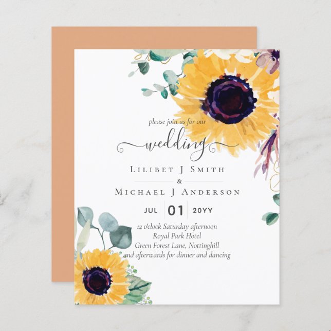 Sunflowers Eucalyptus Mariage de verdure (Devant / Derrière)