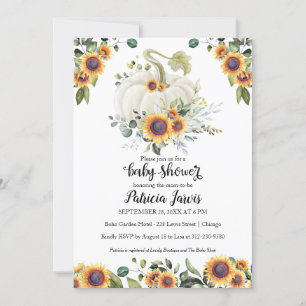 Sunflowers Green Citrouille Baby shower Invitation