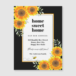 Sunflowers home sweet home black magnet