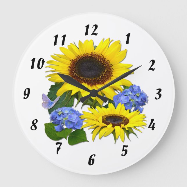 Sunflowers & Hydrangeas ~ Horloge (Recto)