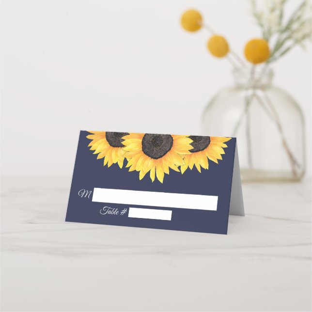 Sunflowers Mariage Cartes de Place Pays Bleu (Devant)