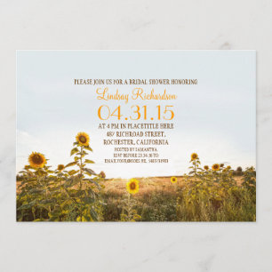 Sunflowers pays rustique invitation de douche nupt