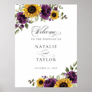 Sunflowers Purple Greenery Mariage Affiche de bien