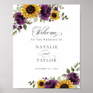 Sunflowers Purple Greenery Mariage Affiche de bien