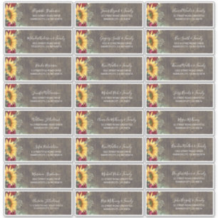 Sunflowers Rustic Fall Invitation Noms Étiquette d