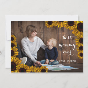 Sunflowers Rustic Mothers Carte photo de la Fête d