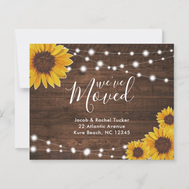Sunflowers Rustic Photo Moving Faire-part Card (Devant)