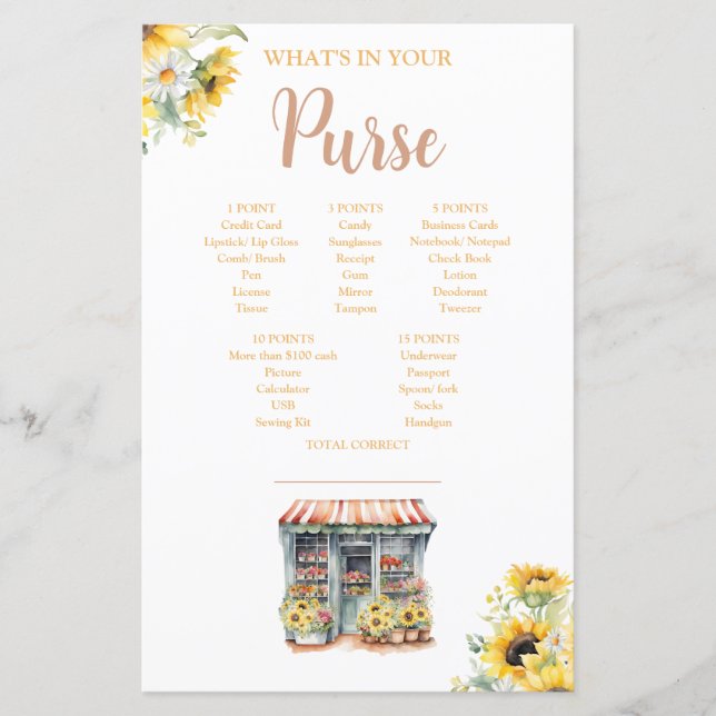 Sunflowers She's Off The Market Purse Game (Devant)