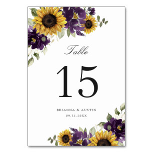 Sunflowers violet violet fleuri Numéro de table