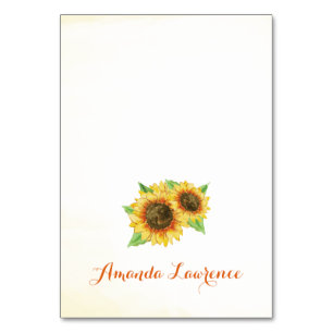Sunflowers Watercolor Cartes de lieu personnalisée