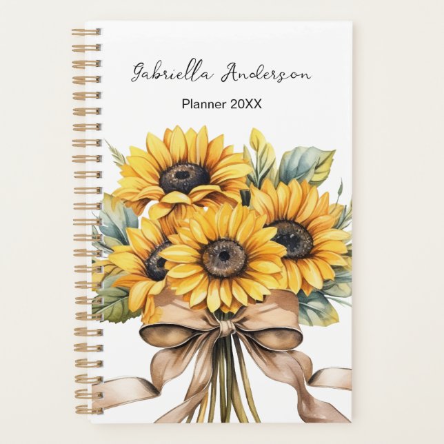 Sunflowers Watercolor Custom Name   (Devant)