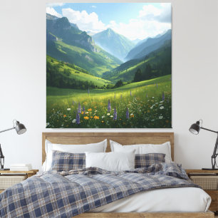 Sunlit Alpine Meadow - Toile de montagne Pittoresq